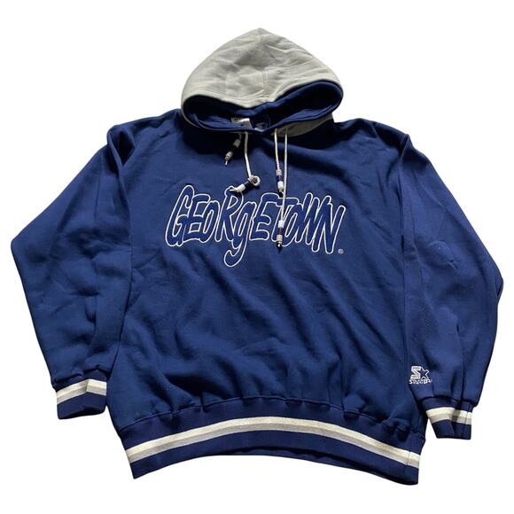 NWT Vintage Georgetown University Hoyas Starter Duo Hood Hoodie Sweatshirt Large - Picture 1 of 7